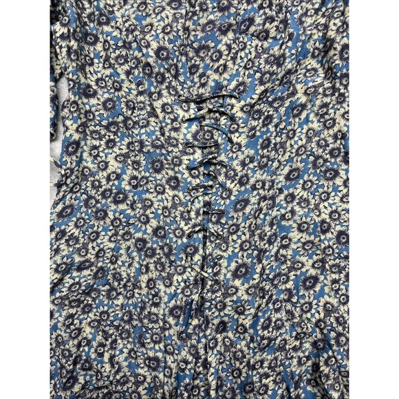 Free People Lace Up Minidress Size XS Boho Cottage Whimsy Floral Peasant Croquet - Picture 7 of 8